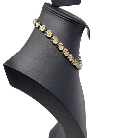 Vintage 70s Signed Lisner Gold Tone 3D Flower Link Collar Chocker Necklace Glam - Picture 6 of 15